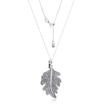 

CKK Silver 925 Jewelry Oak Leaf Necklace For Women Gift Sterling Silver Original Pendant