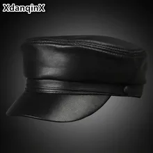 XdanqinX мужская Кепка из овечьей кожи на плоской подошве военная шляпа из натуральной кожи Осенняя Новая Модная студенческая шляпа мужская кепка, бейсболка