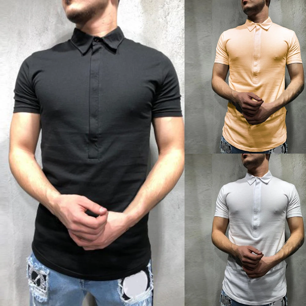 

Vogue Nice Summer Men VogueCool Polo Shirt Button Solid Short Sleeve Polo Shirt Hombre Men Clothing 618 Clearance Tide