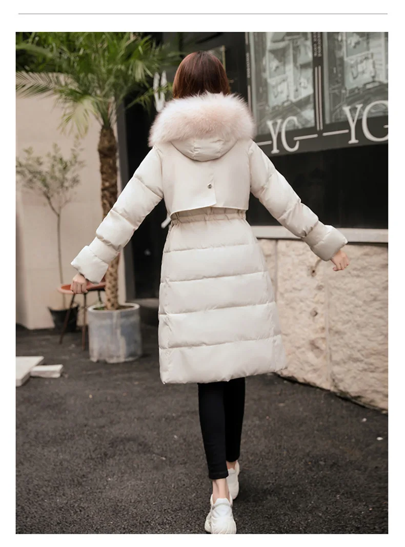 Off Season Winter New Style down Jacket Cotton-padded Clothes Women's Mid-length Slim Fit over-the-Knee Long Cotton-padded Cloth
