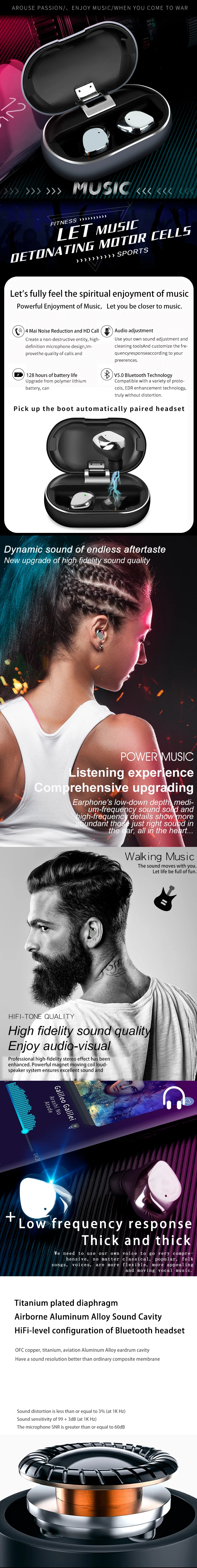 TWS X26 Hot Sell BT V5.0  IPX7 Waterproof  Wireless earphone earbuds with 1000mAh