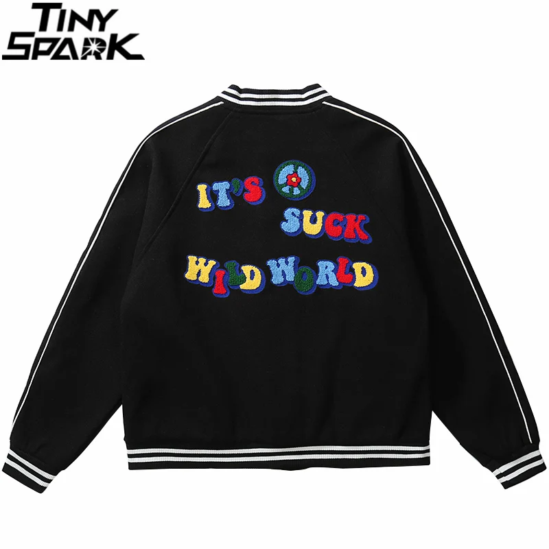 Bomber Jacket Hip Hop Streetwear Letter Flower Bomber Jacket Coat 2021