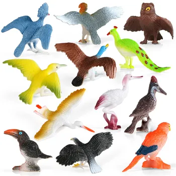 

12Pcs Pelican Bald Eagle Snowy Owl Common Ostrich Parrot Birds Model Action Toy Figures Learning Education Birds Gifts