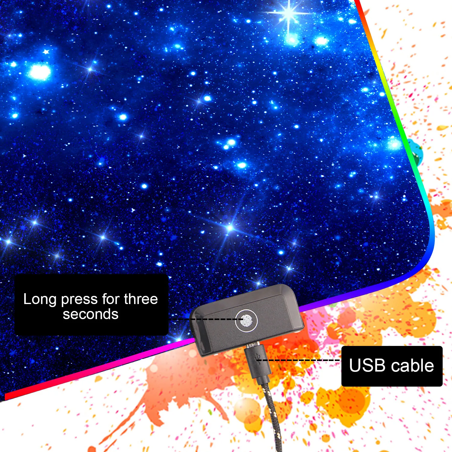 Besegad большой светодиодный RGB игровой коврик для мыши USB проводной Коврик ноутбука