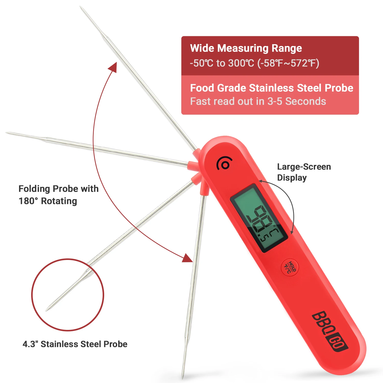 INKBIRD BG-HH1C Handheld Kitchen Cooking Temperature Probe Culinary  Thermometer for Food Liquid Meat Candy BBQ Grill Oven Smoker
