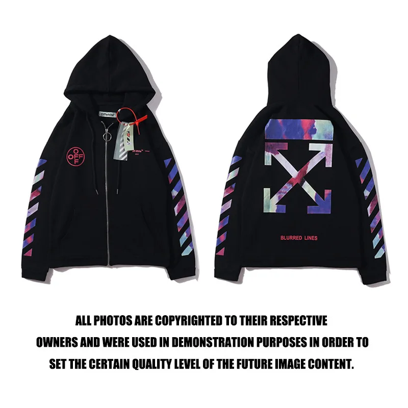 Off-White градиентная синяя полоса стрелка Пара Толстовка