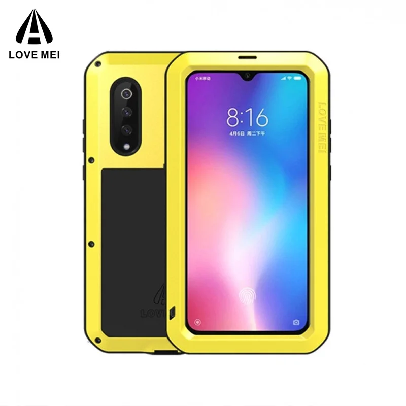 Yellow Love Mei для Xiaomi 8 9 Max 2 3 алюминиевый металлический+ Gorilla glass ударное Падение водонепроницаемый чехол для Xiaomi Mix 2 2s - Цвет: Yellow