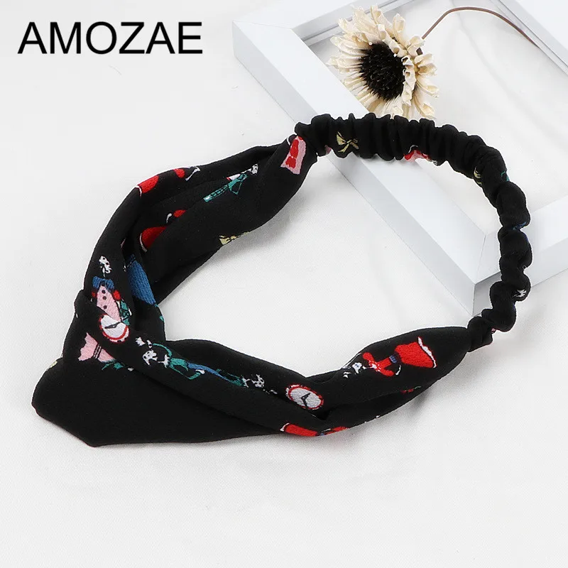 

New Arrival 1PC Women Elegant Flowers Cross Elastic Hair Band Lady Hair Ornament Fashion Cloth Headband Women's Hair Accessories