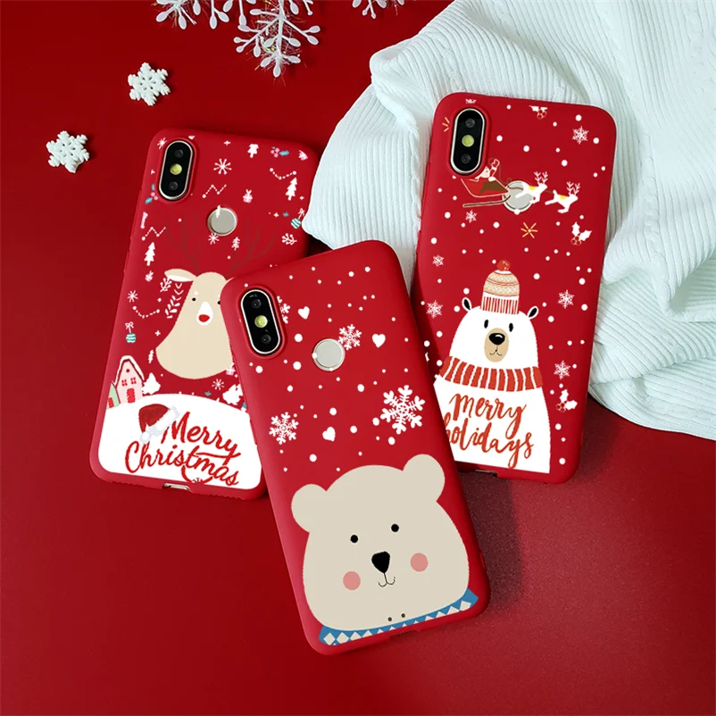 

Christmas Red Matte Case For Xiaomi Mi 8 Lite 9 SE 9T A1 5X A2 CC9 CC9e F1 For Redmi 4A 6A 7A S2 K20 Note 4X 5A 5 6 7 Pro Cover