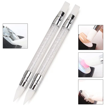 

Diy Brush Carving Liquid Powder Glitter Dotting 3d Dual-ended Silicone Nail