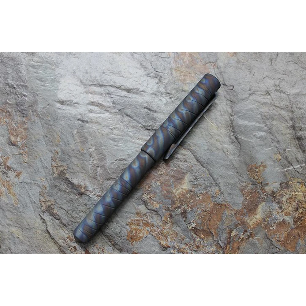 Винтажный стиль ручной работы TC4 титановая гелевая ручка с зажимом Механическая шариковая ручка инструмент для самообороны EDC