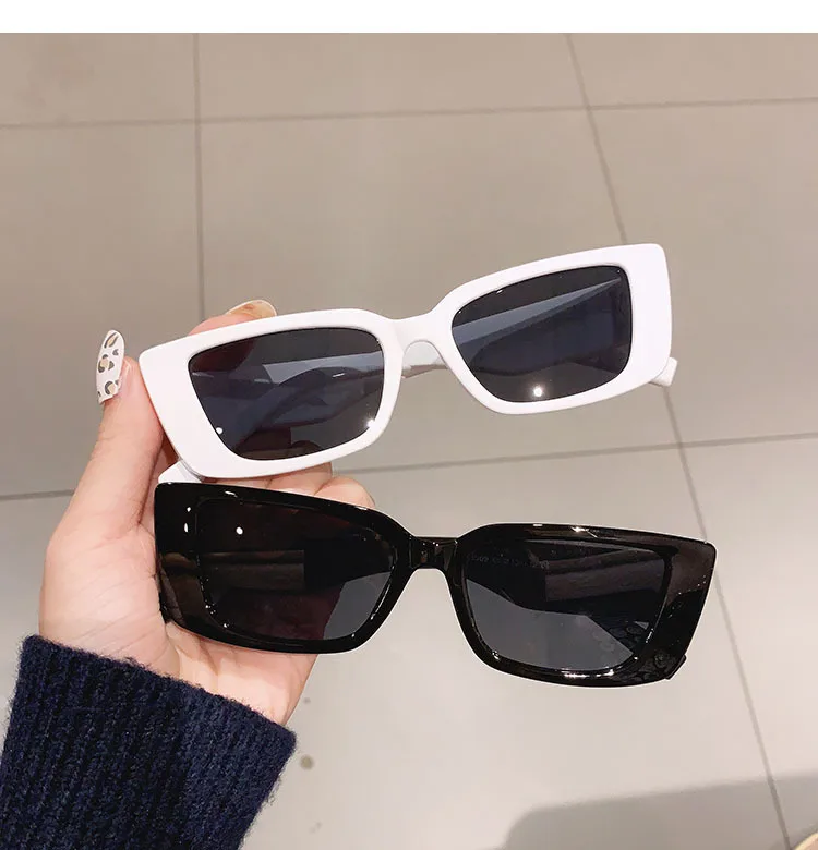 ladies sunglasses Retro White Rectangular Sunglasses Women 2021 Trendy Brand Designer Shades Small Frame Sun Glasses Female Sexy Oculos UV400 big black sunglasses