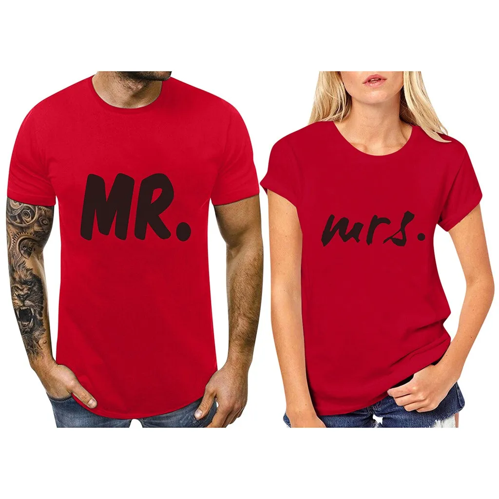 Mr mrs/парные футболки для влюбленных одежда жены Одежда harajuku одинаковая Женская с