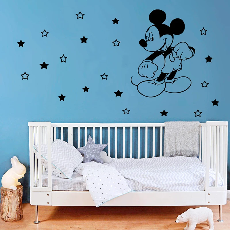 Cartoon Disney Mickey Mouse Vinyl Wall Sticker For Home Decor Nursery Kids Babys Rooms Decoration Bedroom Mural Wall Art Decals