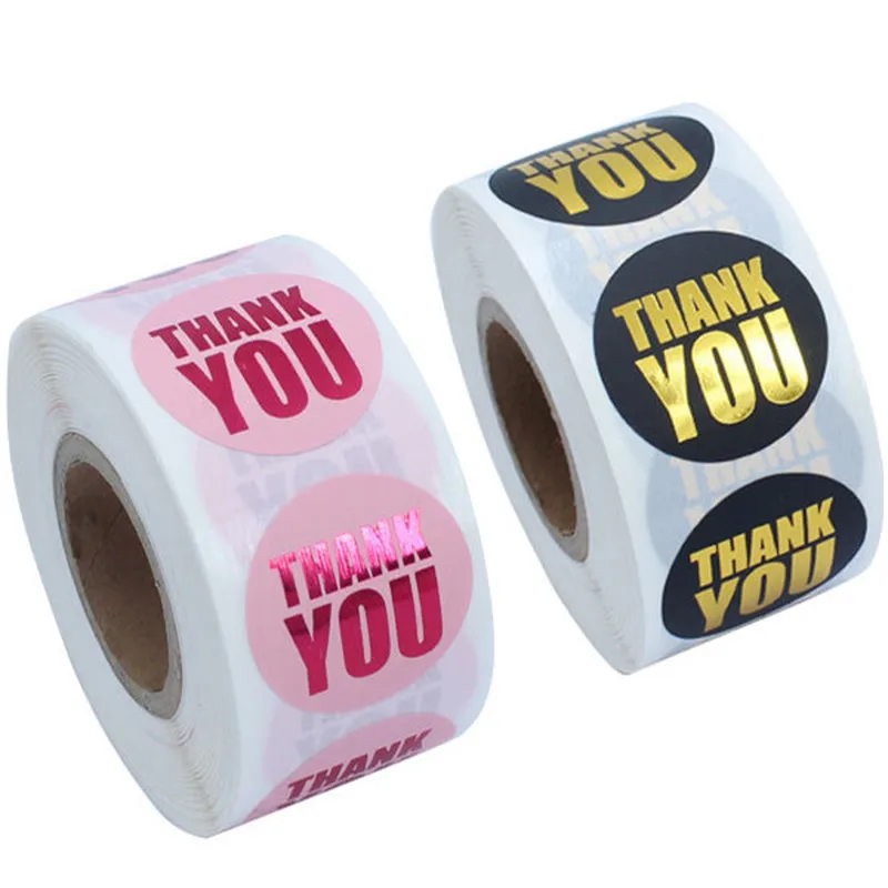 

Stylish Black Pink Bronzing Thank You Sticker 500pcs DIY Gift Handmade Wedding Party Business Package Card Envelope Decor Labels