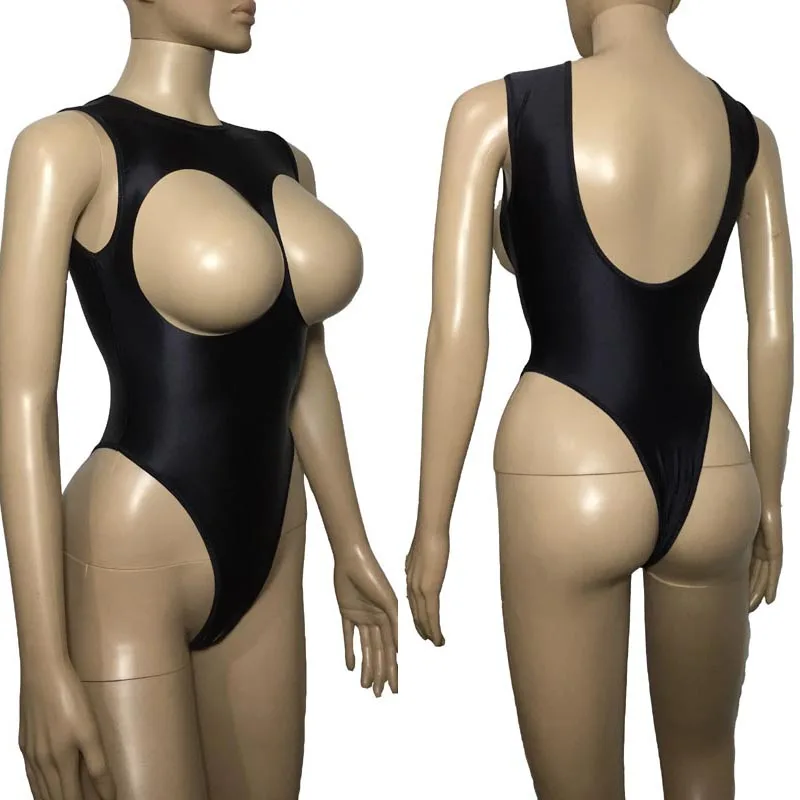 Sexy Shiny Spandex Cupless Crotchless Teddy Thong Leotard Open Breast Bodysuit Lingerie Jananese Style Erotic Swimwear women underwear sexy lingerie women swimsuit