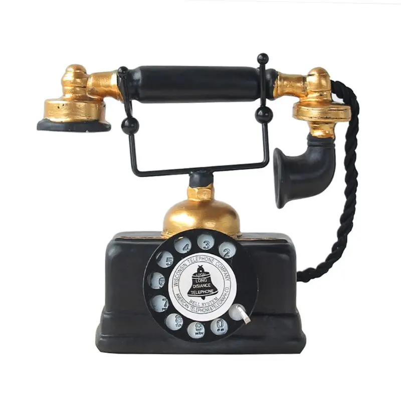 

Creative Retro Decorative Phone Model Vintage Rotary Telephone Home Desk Cafe Bar Window Decor