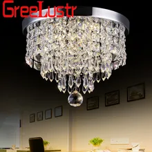 Современный K9 хрустальный светодиодный потолочный светильник-люстра с круглым поверхностным креплением, кристаллический плафон для гостиной, блестящие дизайнерские потолочные лампы