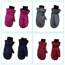 Детские зимние лыжные перчатки водонепроницаемые ветрозащитные одноцветное свободное платье утепленные регулируемые эластичные варежки От 5 до 9 лет