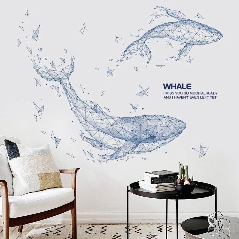 Abstract Whale Wall Stickers for Living room Bedroom Sofa Wall Decor Removable Vinyl Wall Decal Home Decor Unicor Sailboat Deer