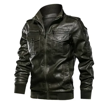 

2019 Brand Tactical PU Leather Jacket Mens Euro Size S-XXL Stand Collar Motorcycle Leather Jacket Male Coats Drop Shipping #60
