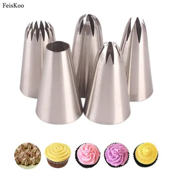 

5pcs/Set Icing Piping Nozzles Pastry Tips Cake Decorating Tools Stainless Steel Cupcake Cookie Icing Tips Cake Cream Nozzles