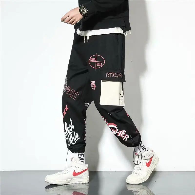 

Men's Joggers Plaid Pants Man Black Cotton Comfortable Pant Summer Casual Streetwear Loose Trouser Japanese Trendy Sweatpants