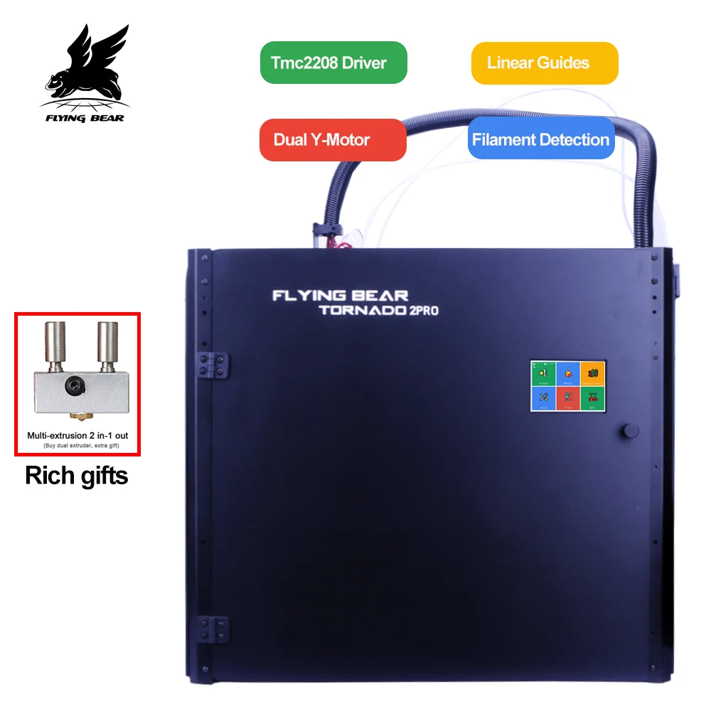 Pаспродажа Новая версия Flyingbear Tornado 2 Pro большой 3d принтер DIY Полный металлический линейный рельс 3d Принтер Комплект прецизионный двойной экструдер
