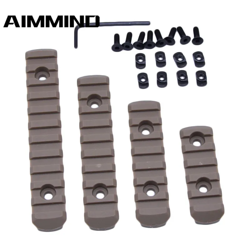 

4Pcs/Set Rifle Polymer M-LOK 20mm Picatinny Weaver Rail Section Set for Hand Guard Hunting Polymer Rail Section Rail Section
