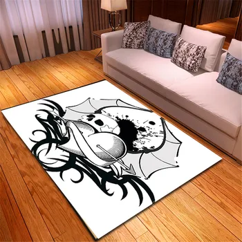 

3D Skull Living Room Carpet Decor Bedside Dining Room Mat Carpets Soft Flannel Boys Room Mat Parlor Floor Area Rug