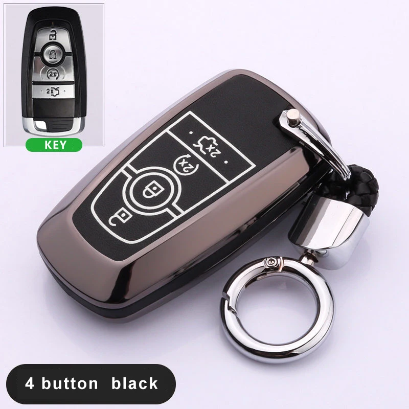 4 Button Black Zinc alloy+Luminous Car Remote Key Case Cover For Ford Mustang Mondeo Fusion MKC MKX MKZ Lincoln Edga Expedition - Название цвета: 4 Button Black