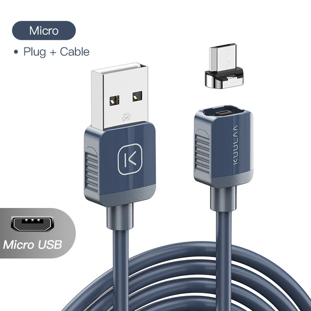KUULAA Magnetic Cable USB Type C Cord Micro USB C Cable For iPhone Xiaomi Samsung Magnet Phone Charging Cord USBC Wire Blue For Micro