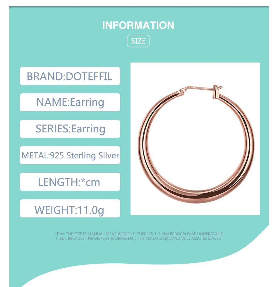 gucci ring DOTEFFIL 925 Sterling Silver Classic Circle Hoop 18K Gold/Rose Gold Earrings For Women Party Gift Fashion Charm Wedding Jewelry cross necklace