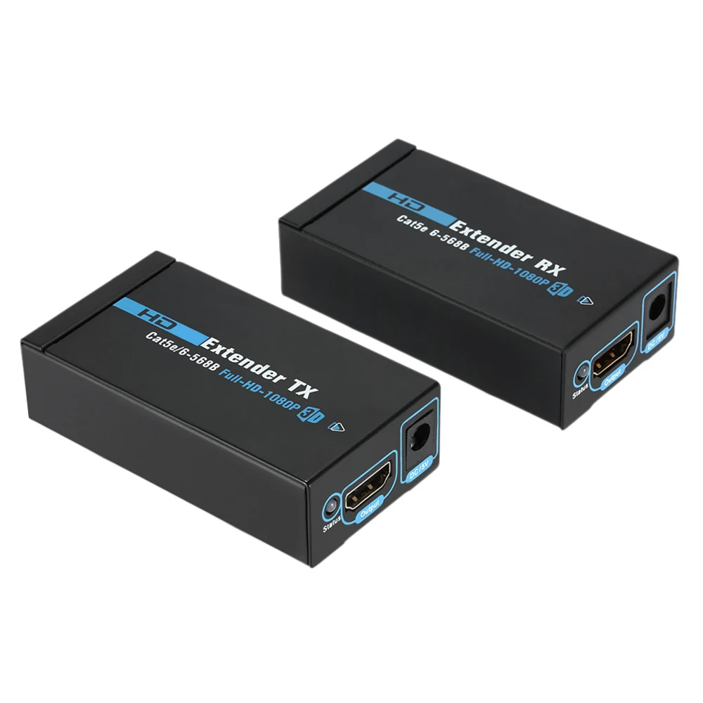ANQ-E60 60 м HDMI удлинитель 1080p 3D приемник передатчика HDMI адаптер по Cat 5e/6 RJ45 Ethernet конвертер ЕС США штекер