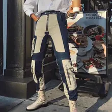 Женские модные джинсы в стиле пэчворк, женские ковбойские длинные джинсовые штаны с карманами, ddxgz2