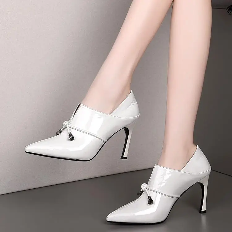 

high-heeled boots in autumn middle-heeled bare boots, short boots, butterfly knots, drill tips, deep-cut single-shoe women's