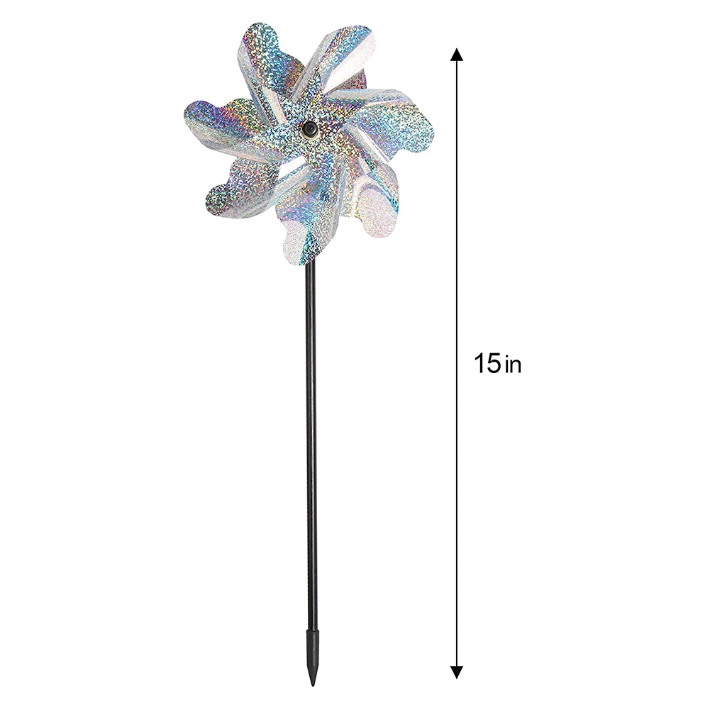 7 Leaves Bird Repeller Windmill Spinner DIY Birds Deterrent Silver Pinwheels Outdoor Vegetable Garden Lawn Yard Decoration garden art decor wind spinner bird repeller pinwheels windmill bird repellent