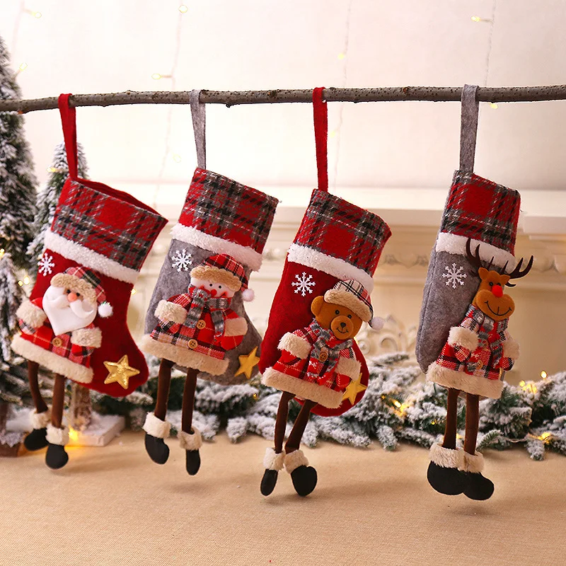 

Santa Snowman Deer Christmas Stockings Socks Xmas Tree Pendants Hanging Ornament Candy Gift Bags New Year Party Decoration 62764