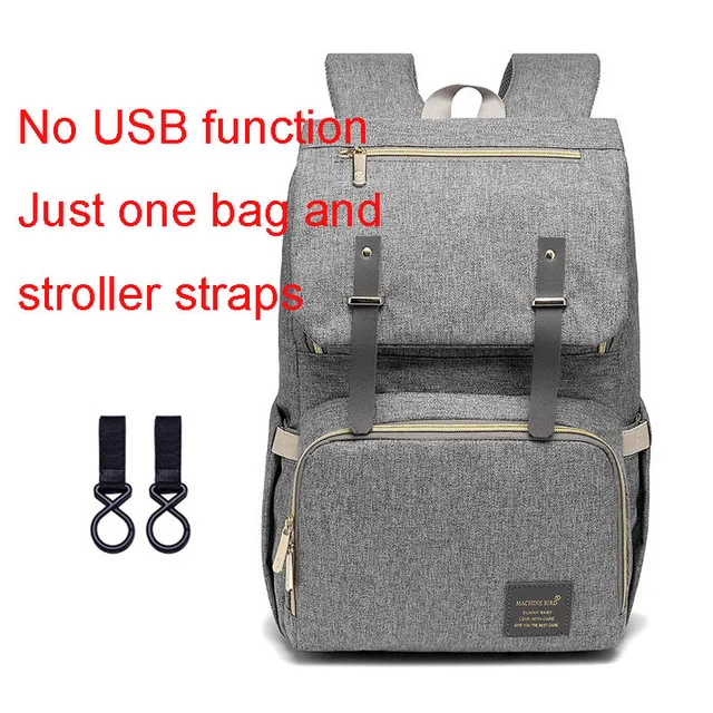 Сумка для подгузников, рюкзак для мамы,, USB, уход за ребенком, сумки для подгузников для кормления, модный дорожный рюкзак для подгузников для коляски, комплект - Цвет: Grey Diaper Bag