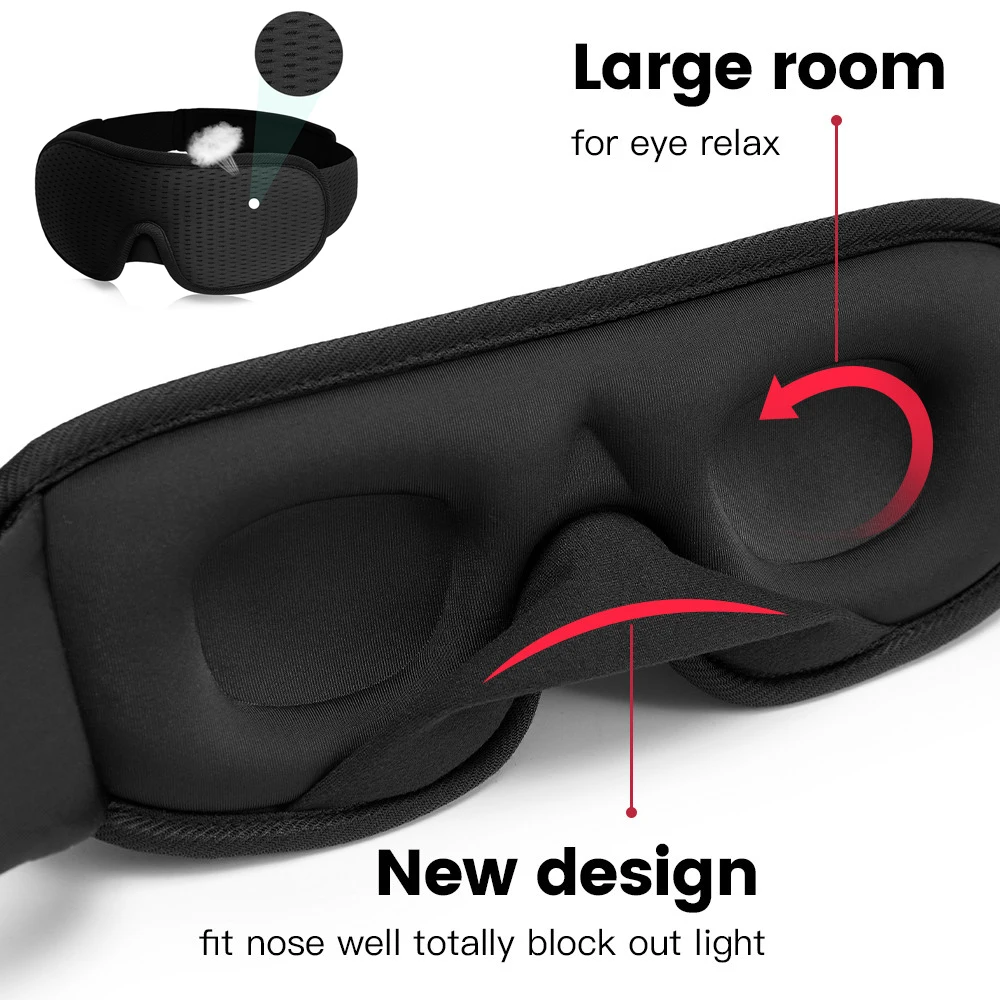 3D Sleeping Mask Block Out Light Soft Padded Sleep Mask For Eyes Slaapmasker Eye Shade Blindfold Sleeping Aid Face Mask Eyepatch 6