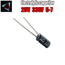 44 шт высокое качество, алюминиевая крышка, 25В 33 мкФ 5-7 мм 33 мкФ, алюминиевая крышка, 25В 5*7 электролитический конденсатор с алюминиевой крышкой