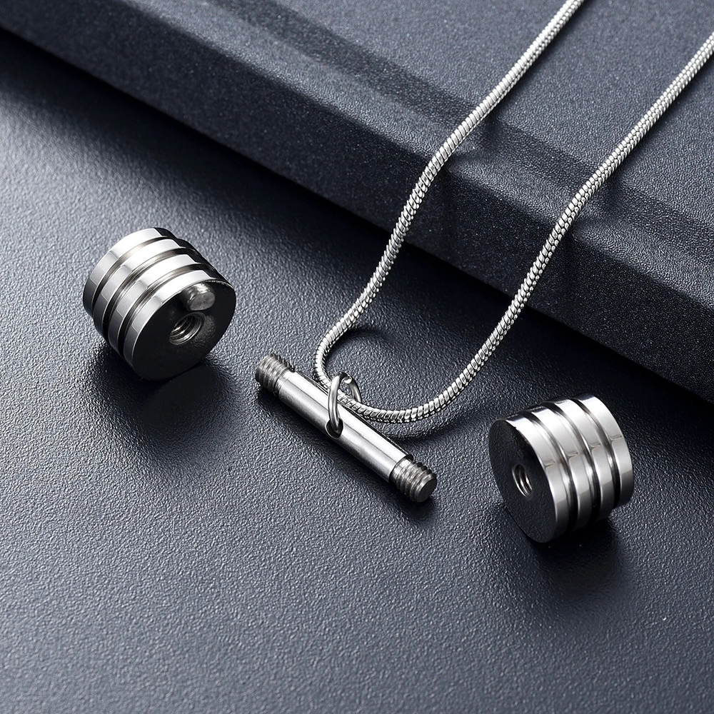 Dumbbell Shape Necklace to show Men's charm Cremation Jewelry For Ashes Keepsake Pendant Funeral Memorial Mini Urn Ashes Locket