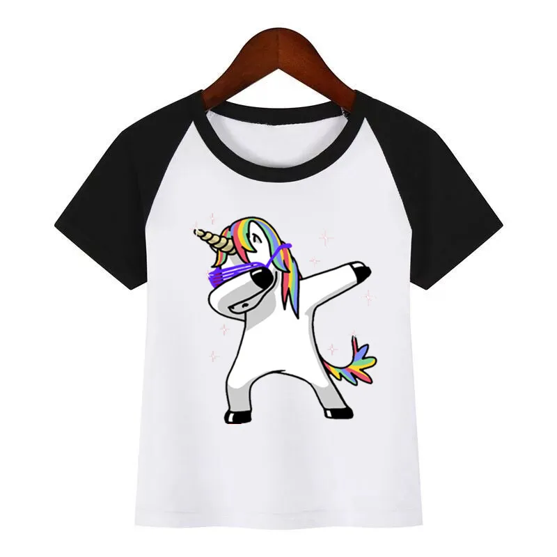 

Children New Cartoon Dabbing Unicorn Cartoon Funny Children T-shirt Baby Kids Funny Clothes Children Summer T-shirt