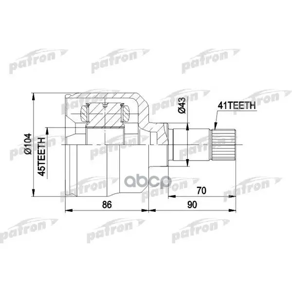 Шрус Внутренний Левый 41x104x45 Citroen: Jumper Бортовой 94-02, Jumper Автобус 94-02, Jumper Фургон 94-02 PATRON арт. PCV5021