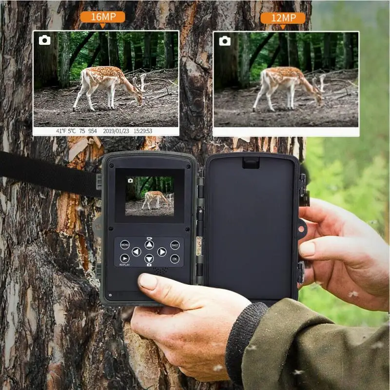 HC801A охотничья камера 16MP 32GB Trail камера IP65 фото ловушки 0,3 s время триггера 940nm Дикая камера 1080P Водонепроницаемая
