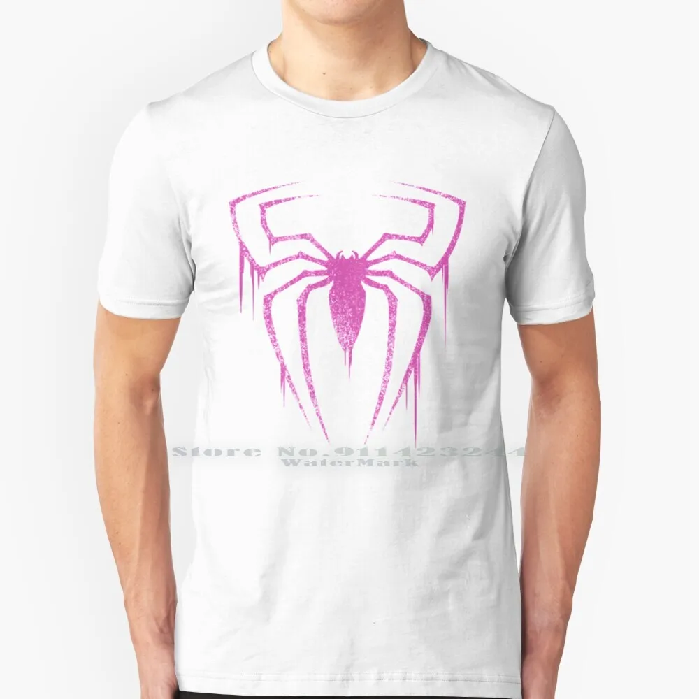 Футболка с символом паука (розовая версия) 100% чистый хлопок Spidergwen Stacy розовые