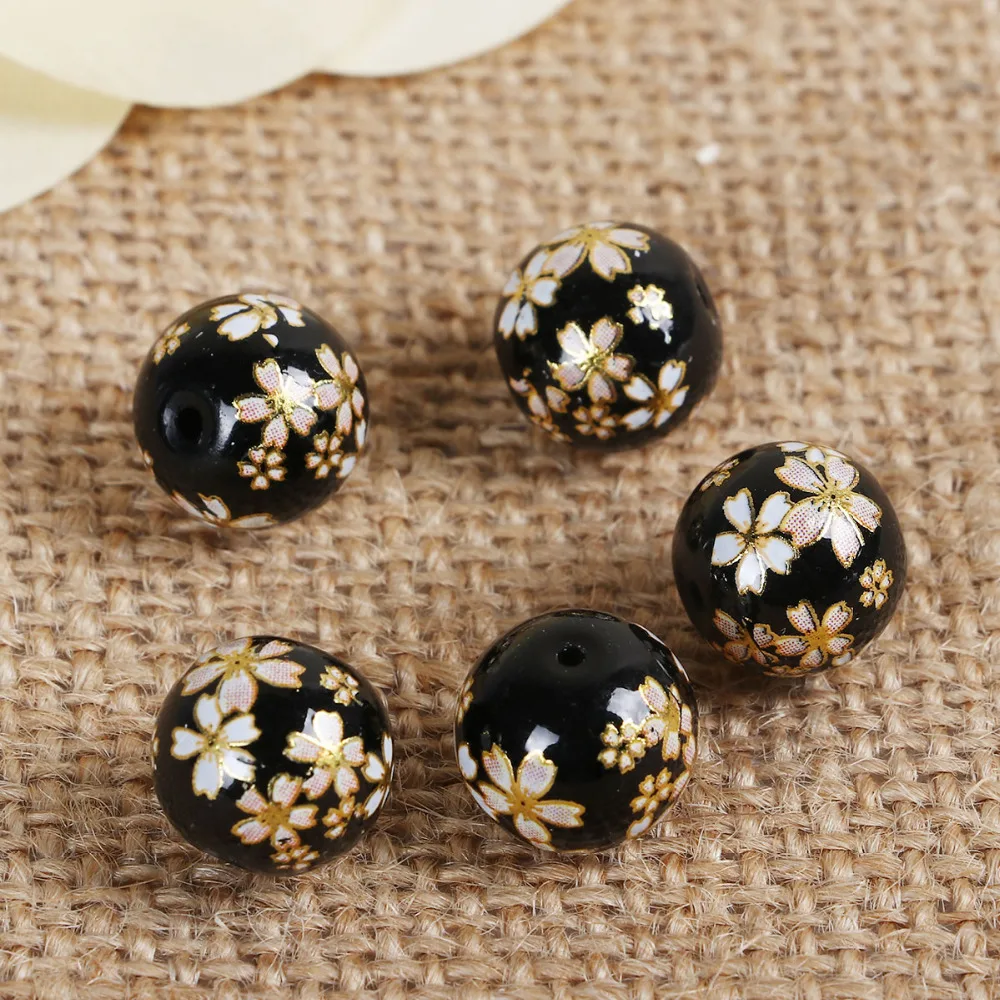 DoreenBeads стеклянная роспись винтажные японские бусины тенша круглый Сакура