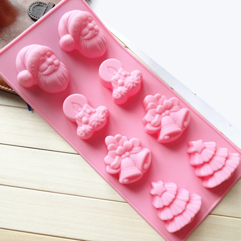 

Christmas Tree Bell Popsicle Maker Dessert Molds 3 Holes Baking Tool With Dust Cover Sticks Bakeware Christmas Ice Cream Mold