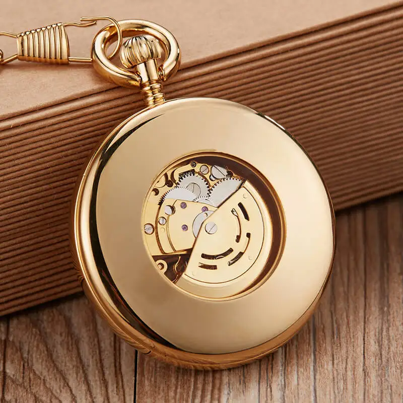 Full Copper Automatic Mechanical Pocket Watches Men Women Gold Skeleton Steampunk Self-winding Fob Watch Chain Pendant Reloj