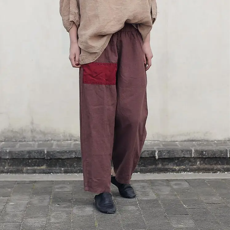 

Cotton Patch Women Trousers 2019 Spring Maxi Solid Color Linen Elastic Waist Loose Harem Loose Casual Women Pants YoYiKamomo